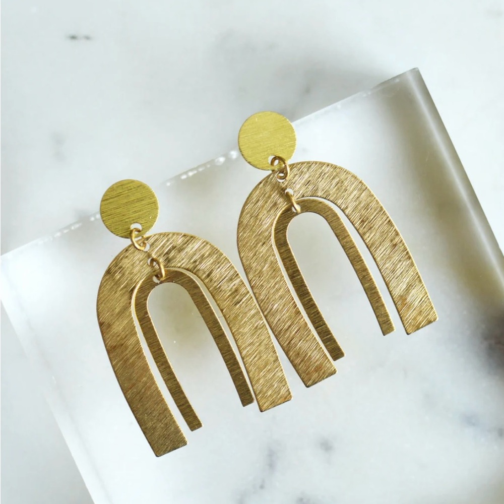 Gold Arch Statement Earrings